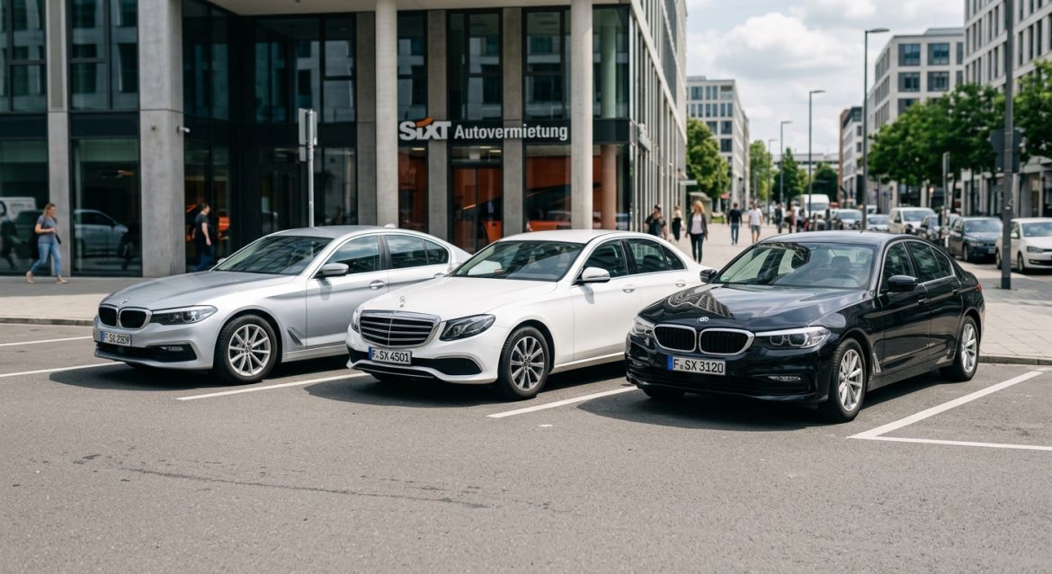 Mehrere Premium-Mietwagen stehen am Wochenende zur Abholung bereit – günstige Wochenendtarife
