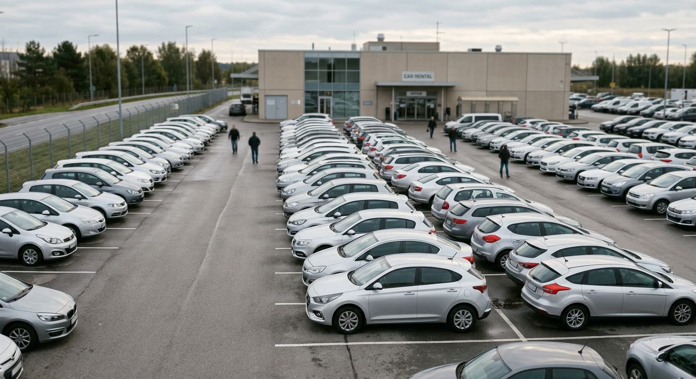 Viele Mietwagen stehen am Wochenende an der Station bereit – Leerstand führt zu günstigen Wochenendtarifen