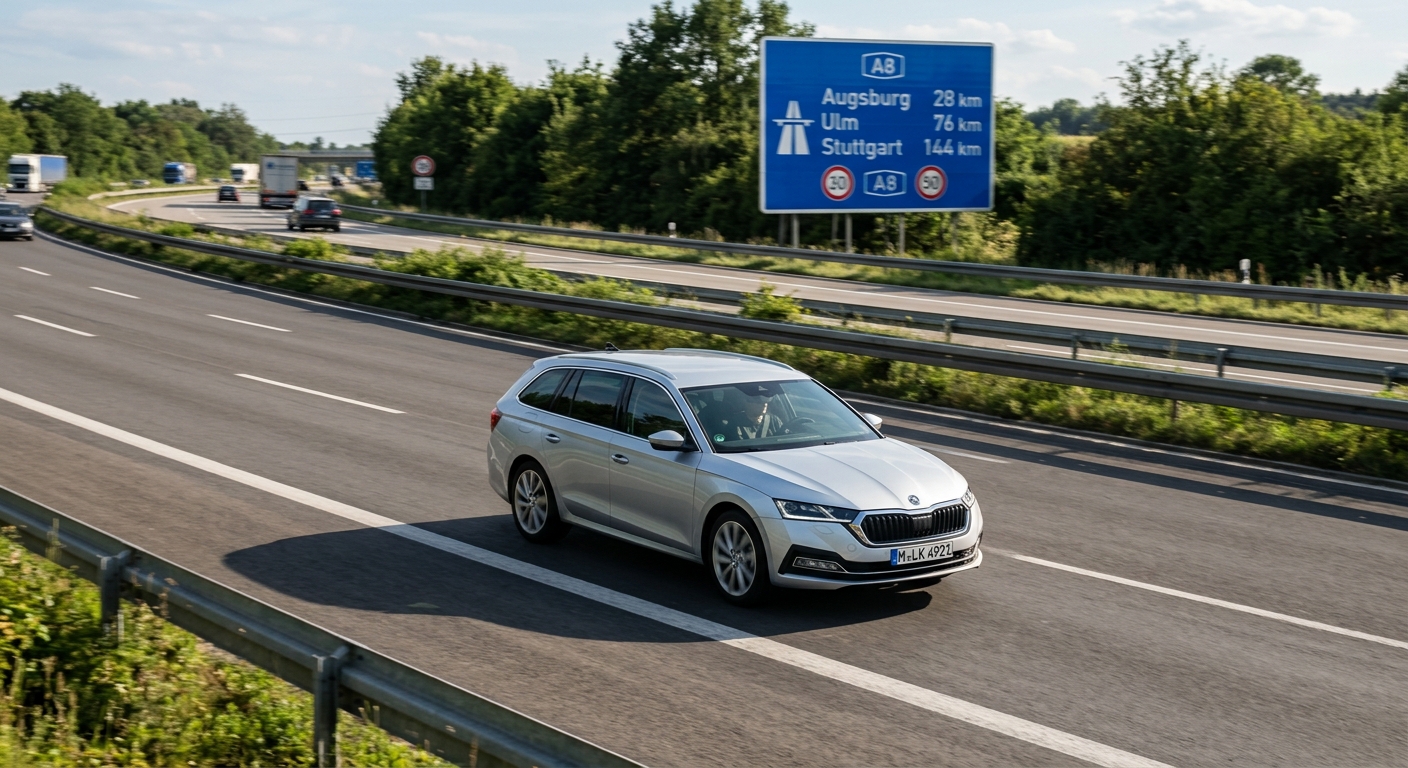 Mietwagen auf der Autobahn bei einer Einwegmiete von Stadt zu Stadt